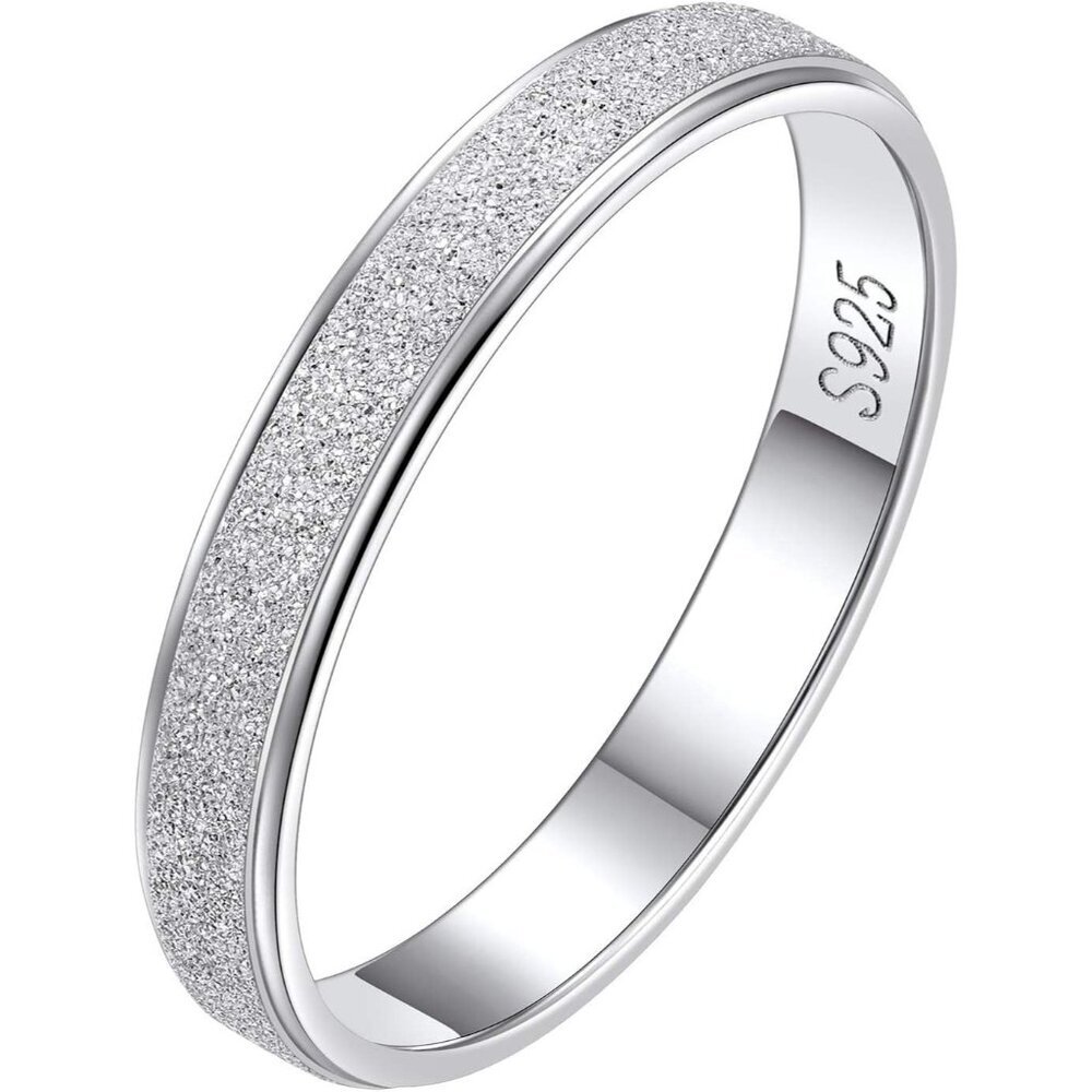 🆕 Women Silver Triple Interlocked Rolling Ring Sterling Textured Thin Stacking